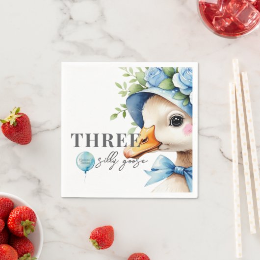 Floral Bow Silly Goose Boy Birthday Serviette (Beispiel)