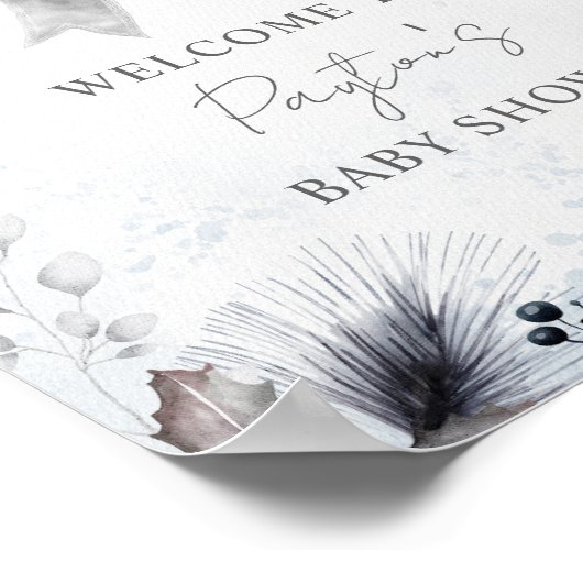 Floral Bow Winter Girl Babydusche Willkommen Poster (Ecke)