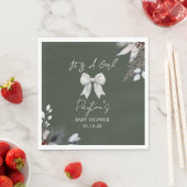 Floral Bow Winter Girl Green Baby Dusche Willkomme Serviette (Beispiel)