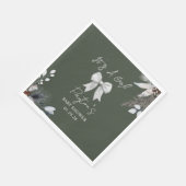 Floral Bow Winter Girl Green Baby Dusche Willkomme Serviette (Ecke)