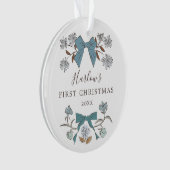 Floral Bows Blue Baby's First Christmas Ornament (Vorderseite)