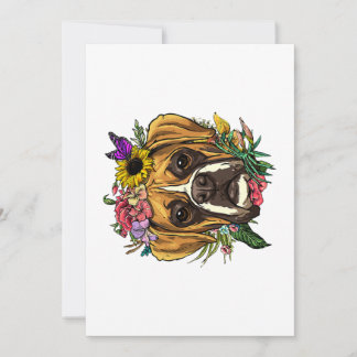 Floral Boxer Dog Botanische Pflanze Blume Haustier Feiertagskarte