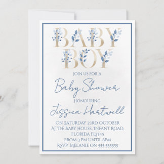 Floral Boy Baby Shower Invitation Einladung