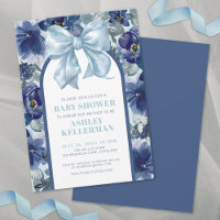 Floral Boy Blue Bow Baby Dusche