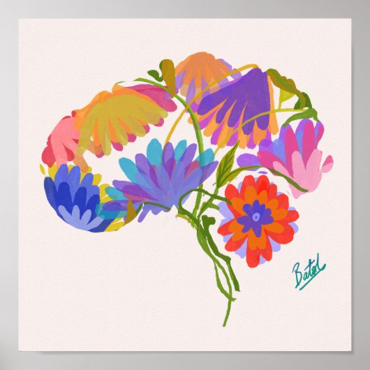 Floral Brain Design Poster (Vorne)