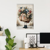Floral Brain Print, Botanical Brain Illustration Poster (Heimbüro)