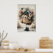 Floral Brain Print, Botanical Brain Illustration Poster (Küche)
