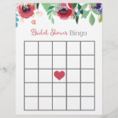 Floral Brautparty Bingo Spiel (Vorderseite)