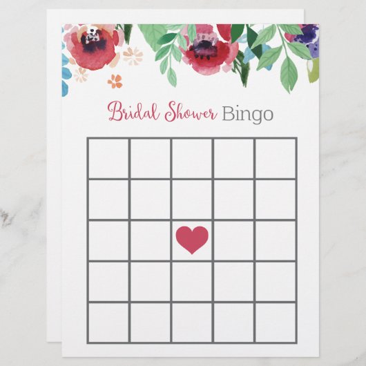 Floral Brautparty Bingo Spiel (Vorne/Hinten)