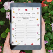 Floral Brautparty Guess Age Game Card Einladung