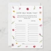 Floral Brautparty Guess Age Game Card Einladung (Vorderseite)