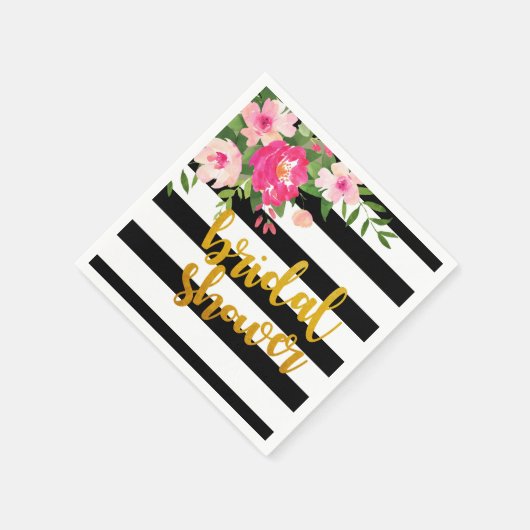 Floral Brautparty Napkin - Schwarz/Weiß Streifen Serviette (Ecke)