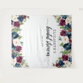 Floral Brautparty Navy Blue Burgundy Wasserfarbe Wandteppich (Vorderseite (Horizontal))