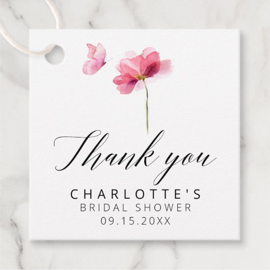 Floral Brautparty Vielen Dank Geschenkanhänger (Vorderseite)