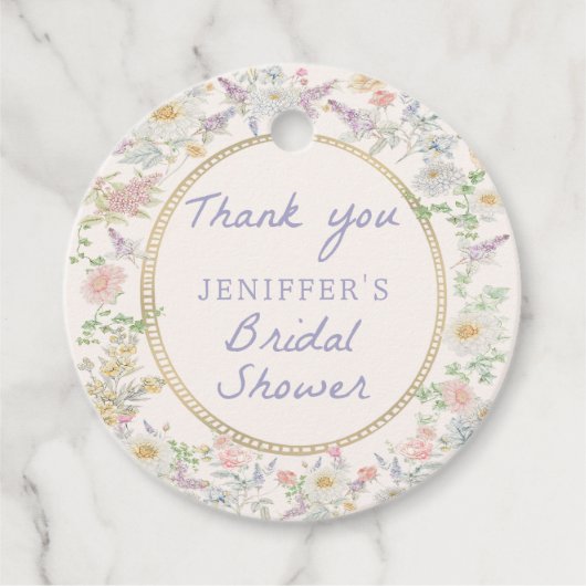 Floral Brautparty Vielen Dank Geschenkanhänger (Vorderseite)