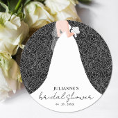 Floral Brautparty Wedding Gown Black Runder Aufkleber