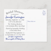 Floral Brautparty White Daisy Blume Blue Einladungspostkarte (Rückseite)