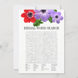 Floral Brautparty Word Search Game Card Einladung