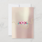 Floral Bridal Birthday Gold Pink Pearl Sweet Glam Einladung (Rückseite)