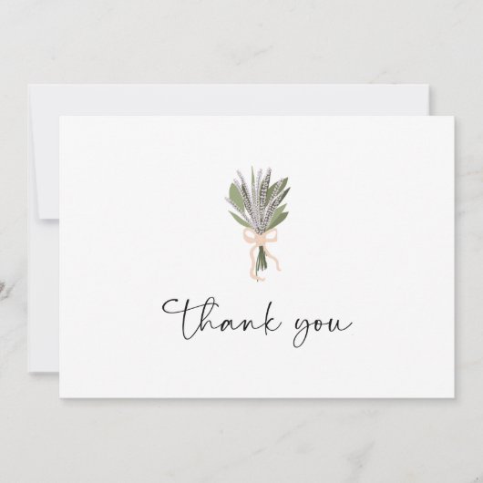 Floral Bridal Bouquet Pink Bow Danke Karte (Vorderseite)