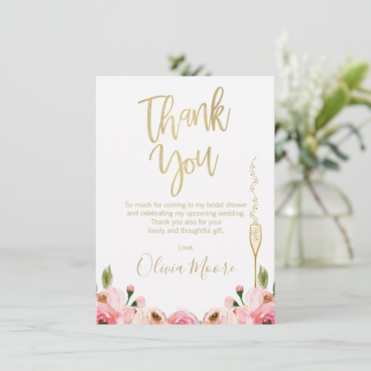 Floral Bridal Brunch Brautparty Danke Karte (Stehend Vorderseite)