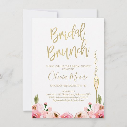 Floral Bridal Brunch Bridal Dusche Einladung (Vorderseite)
