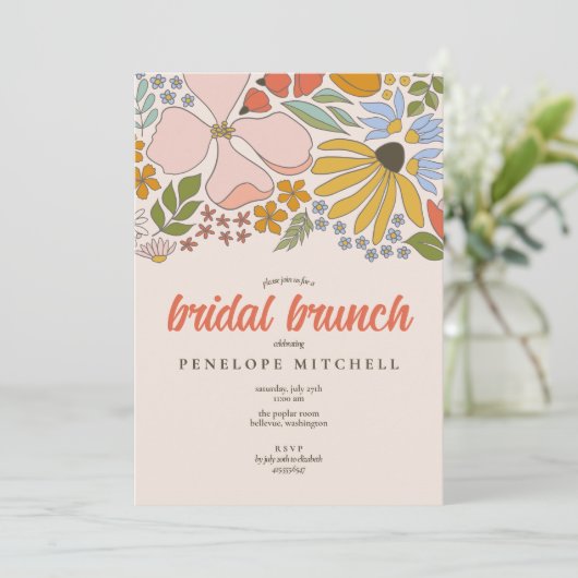 Floral Bridal Brunch Dusche Einladung (Stehend Vorderseite)