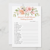 Floral Bridal Phone Game/Wedding Scramble Einladung (Rückseite)