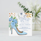 Floral Bridal Shoe Etwas Blue Brautparty Einladung (Stehend Vorderseite)