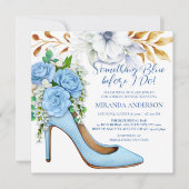 Floral Bridal Shoe Etwas Blue Brautparty Einladung (Vorderseite)
