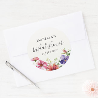 Floral Bridal Shower Favor Runder Aufkleber