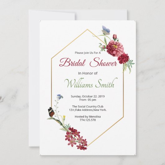 Floral Bridal Shower Invitation Card Einladung (Vorderseite)
