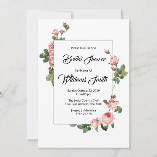 Floral Bridal Shower Invitation Card Einladung (Vorderseite)