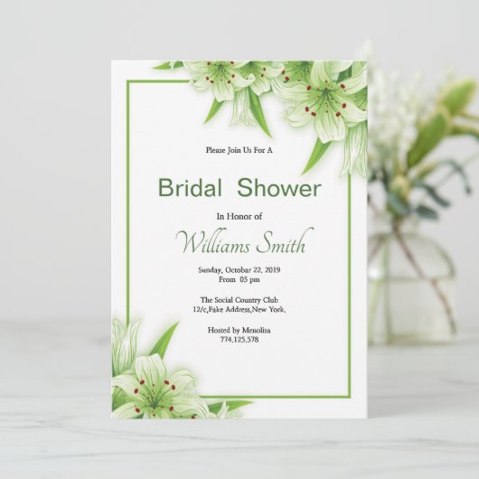 Floral Bridal Shower Invitation Card Template Einladung (Stehend Vorderseite)