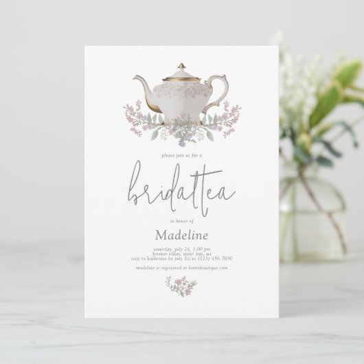 Floral Bridal Tea Bridal Dusche Einladung (Stehend Vorderseite)