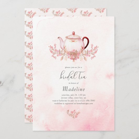 Floral Bridal Tea Bridal Dusche Einladung (Vorne/Hinten)