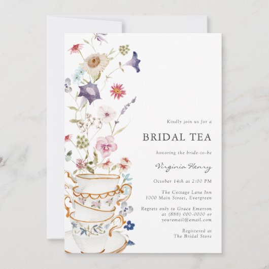 Floral Bridal Tea Einladung (Vorderseite)