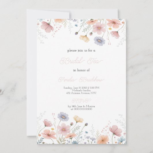 Floral Bridal Tea Invitation Spring Garden Party  Einladung (Vorderseite)