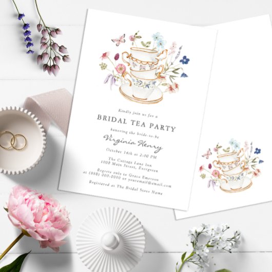 Floral Bridal Tee Party Einladung