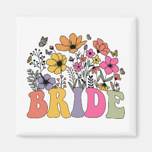 Floral Bride Bridesmaid Wildblumen Groovy Bachelo Magnet