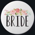 Floral | Bride Button<br><div class="desc">Hübsches Button mit Blumenmuster,  das "Bride" sagt.</div>
