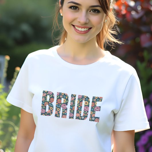 Floral Bride Typografy Bachelorette Wedding Party Tri-Blend Shirt