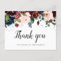 Floral Bridesmaid Danke Karte
