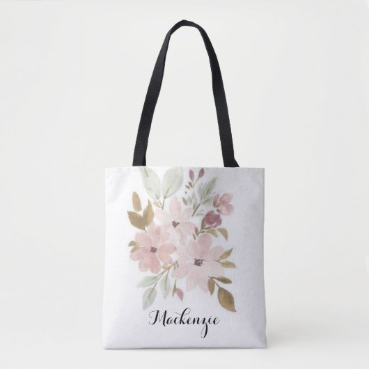 Floral Bridesmaid Geschenk Personalisierte Totttas Tasche (Vorderseite)