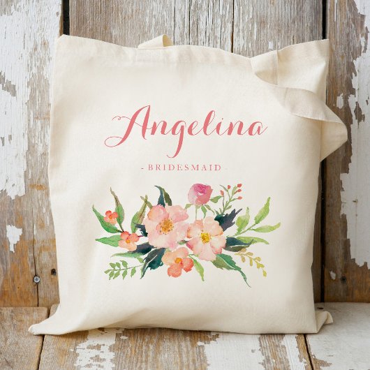 Floral Bridesmaid Personalisiert Tragetasche