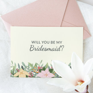 Floral Bridesmaid Proposal Wedding Card Einladung