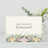 Floral Bridesmaid Proposal Wedding Card Einladung (Stehend Vorderseite)