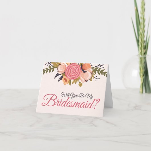 Floral Bridesmaid Request Card Einladung (Vorderseite)