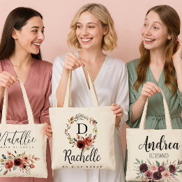 Floral Bridesmaid-Tasche mit Personalisierten Text Tragetasche