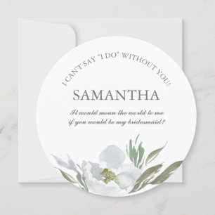 Floral Bridesmaid Vorschlag Aquarell Grün Weiß Einladung